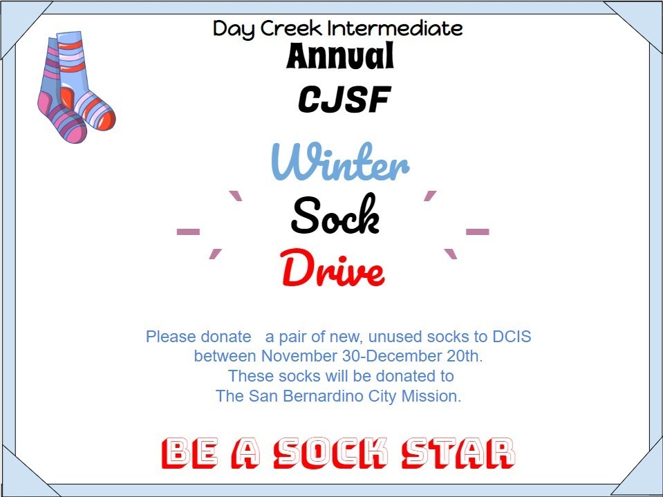 Flyer for annual cjsf winter sock drive