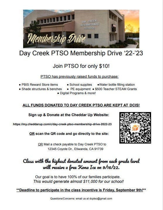 Picture of Form for Day Creek PTSO Membership Drive 22-23