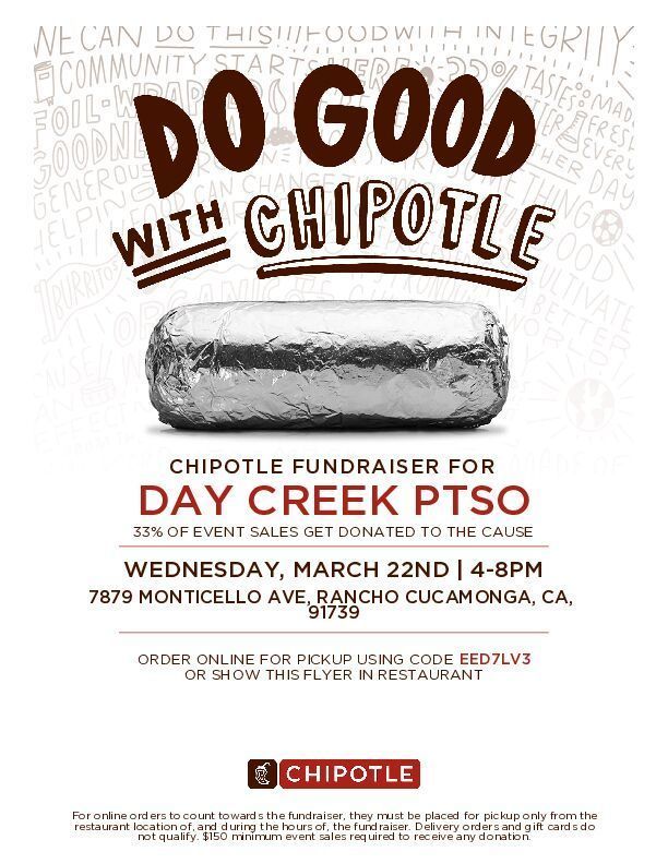 DCIS PTSO March 2023 Dine Out - Chipotle