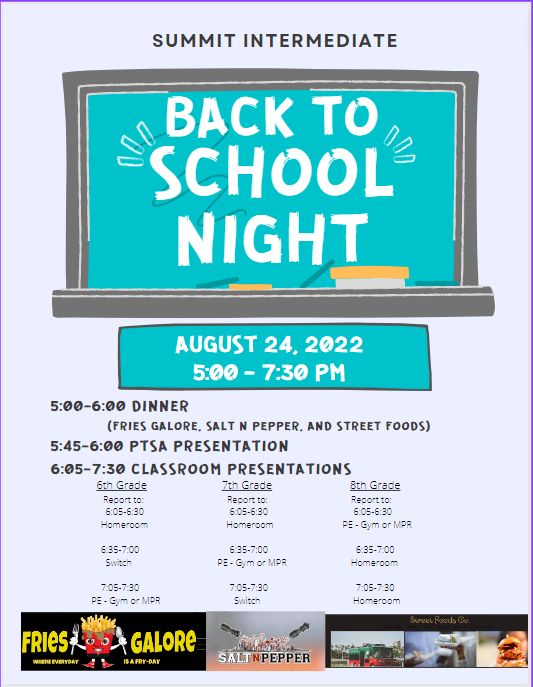Back to School Night Flyer - August 24, 2022