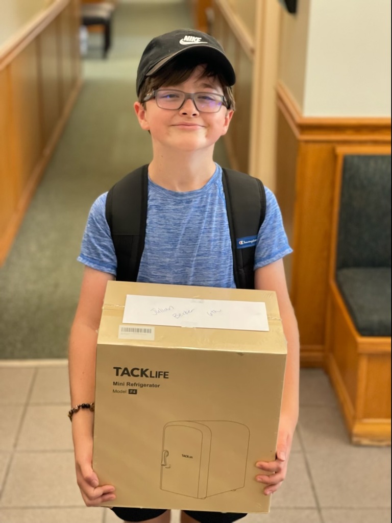 Julian, 4th Winner of the Fundraiser-Mini Fridge and $25