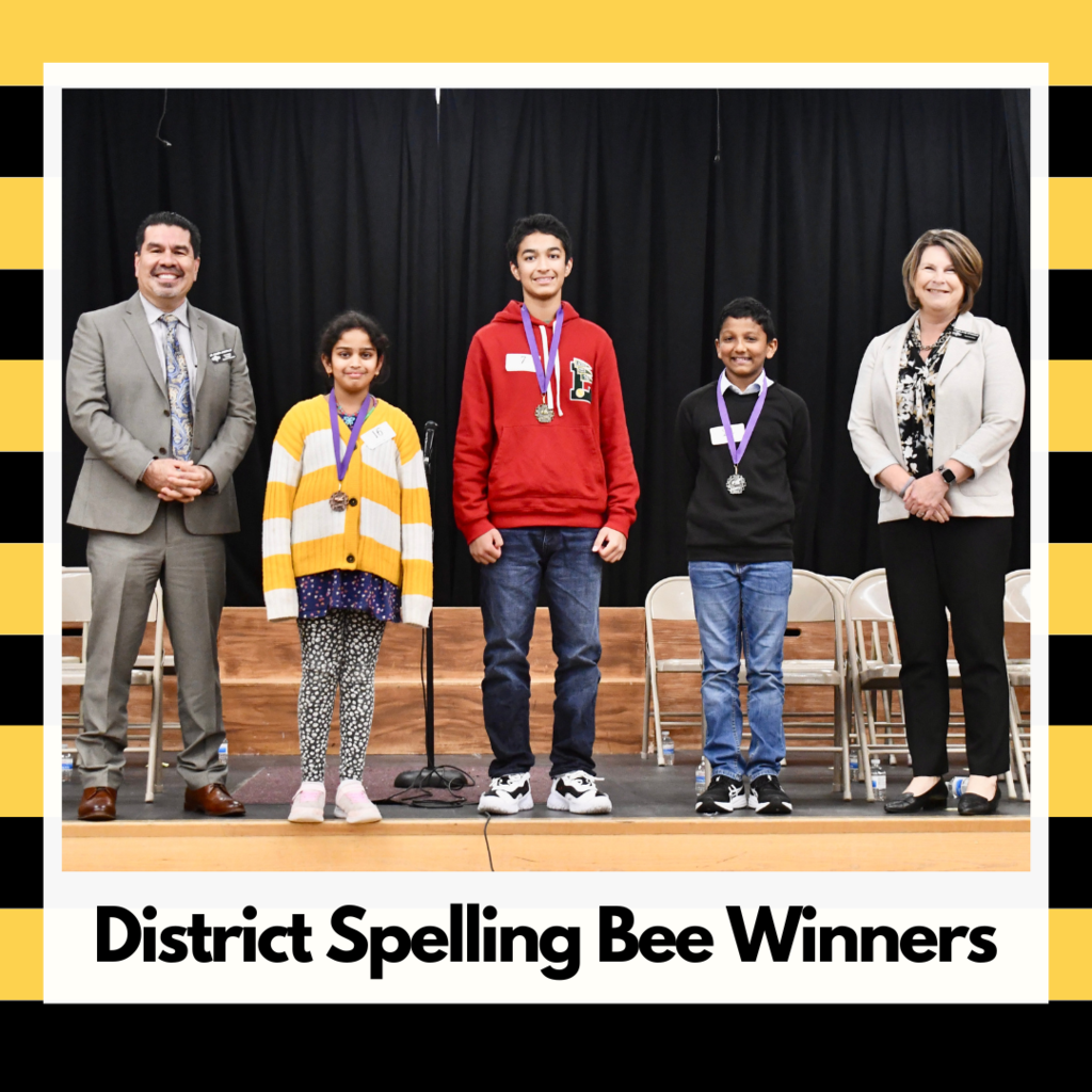 Students on stage at the spelling bee