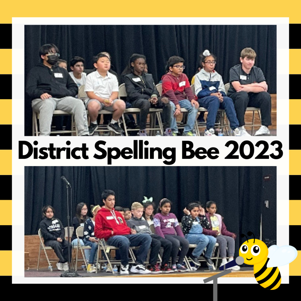 Students on stage at the spelling bee