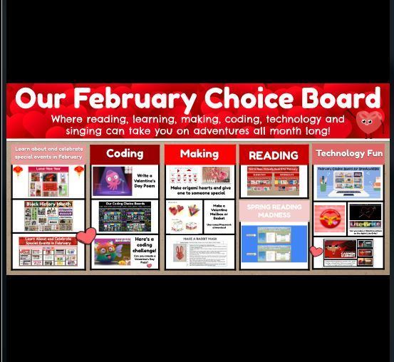 Screenshot of February Choice Board