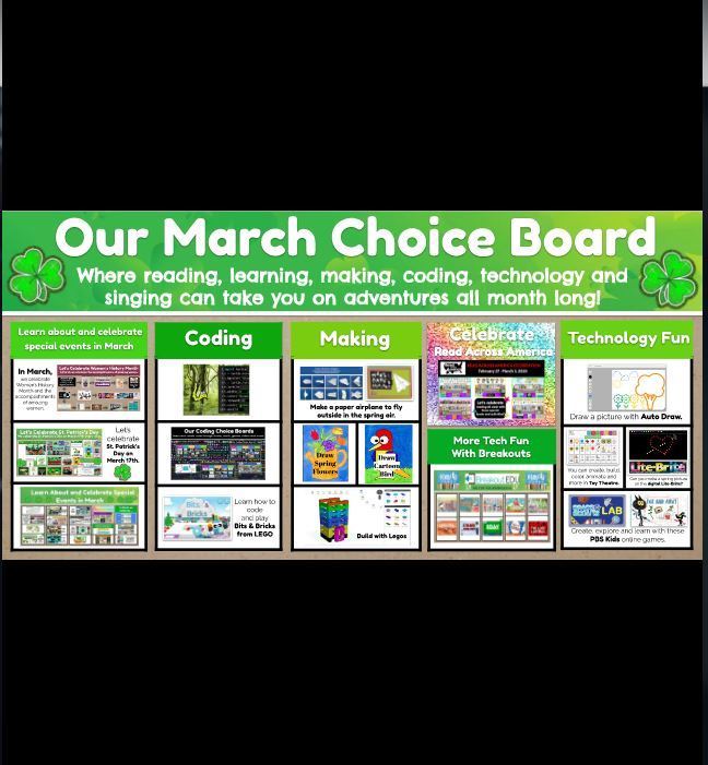 Screenshot of March Library Choice Board