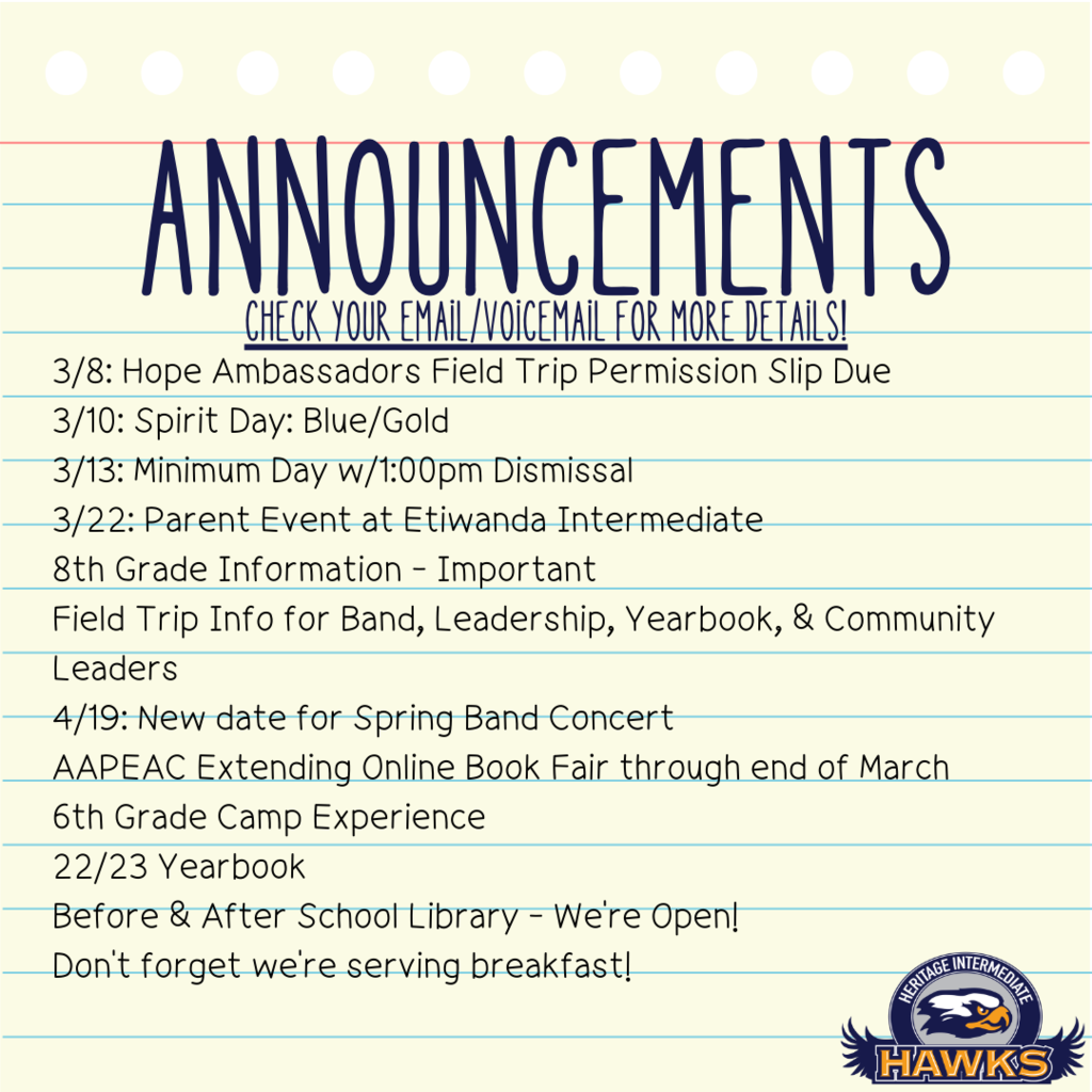 Weekly Announcements