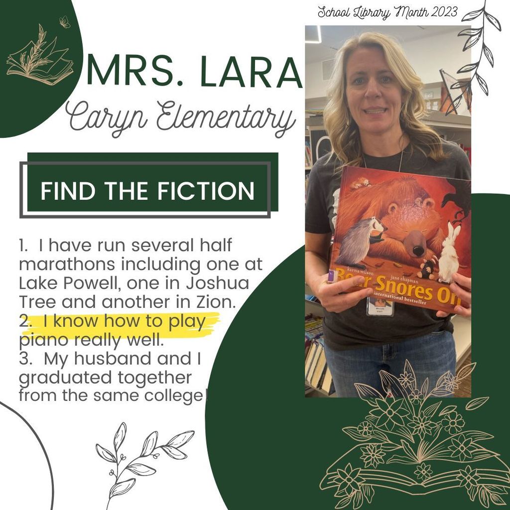 photo of Mrs. Lara and answer to Find the Fiction