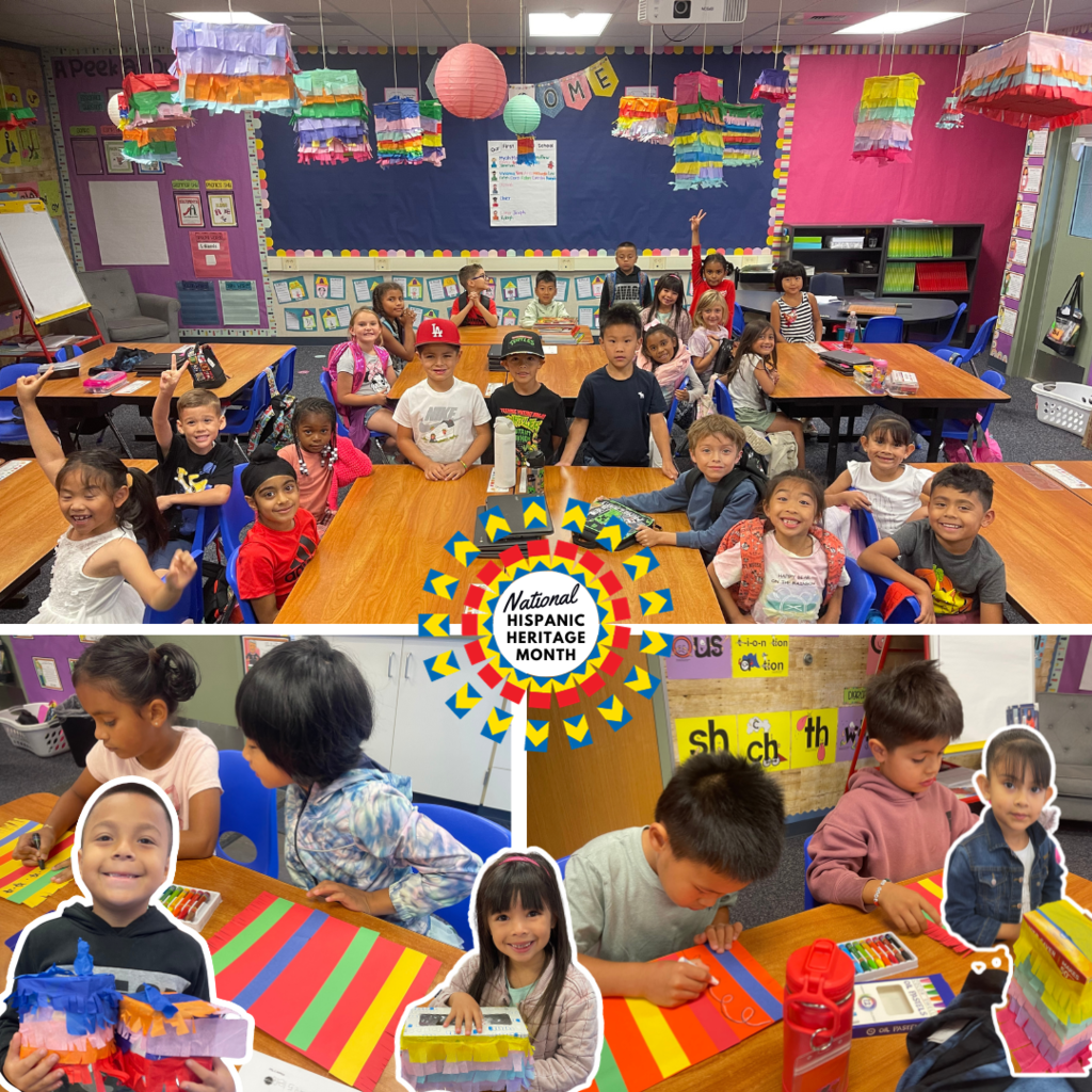 Text: National Hispanic Heritage Month Images: Students in class